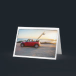 Cartão De Festividades Greeting Inside Santa driving Mini beach SUP<br><div class="desc">Santa hits the beach with his Mini Cooper and an SUP that doesn't quite fit</div>