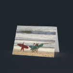 Cartão De Festividades Greeting Inside Santa's and the surfer girls<br><div class="desc">Santa and his surfer girls</div>