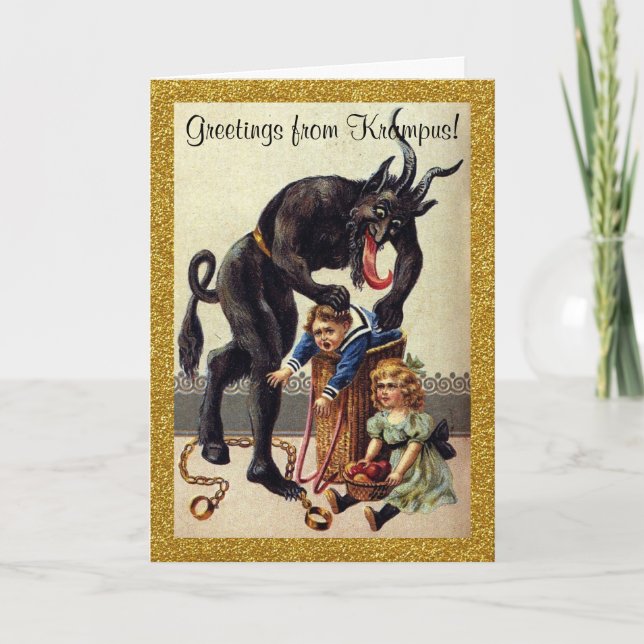 Cartão De Festividades Greetings from Krampus Holiday Greeting Card (Frente)