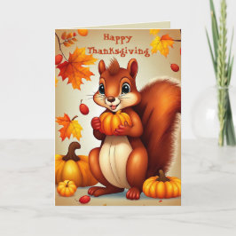 Cartão De Festividades Greetings From Mr. Squirrel Thanksgiving Card