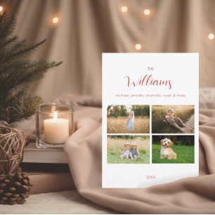 Cartão De Festividades Grelha de Fotos de Família Minimalista Natal