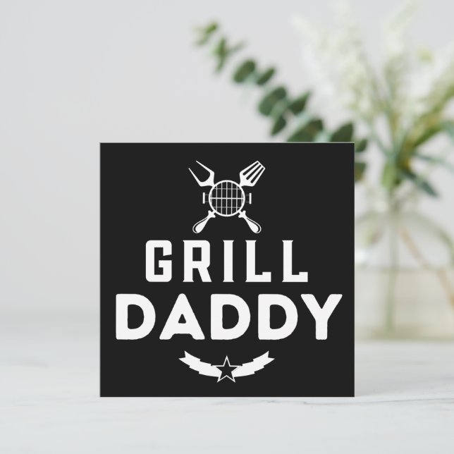 Cartão De Festividades Grelha Mens Daddy BBQ E Fumantes Para O Dia Dos Pa (Em pé/Frente)
