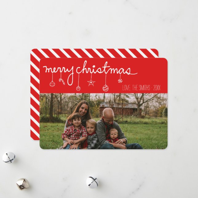 Cartão De Festividades Greve Branca Simplística Feliz Natal (Frente/Verso In Situ)