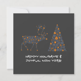 Cartão De Festividades Grey greeting card HAPPY HOLIDAYS JOYFUL NEW YEAR