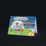 Cartão De Festividades Grey nomads Christmas card<br><div class="desc">Cartoon image of grey nomads travelling around Australia,  at a beach somewhere?</div>