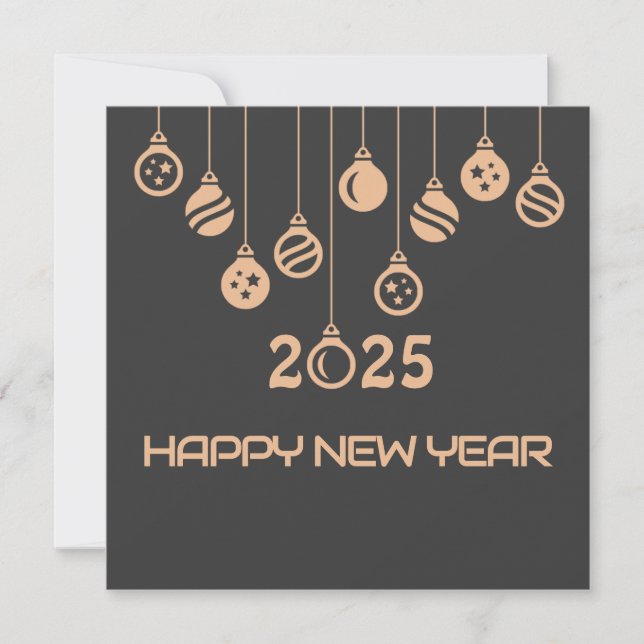 Cartão De Festividades Grey Square wish card New Year with Christmas ball (Frente)