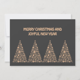 Cartão De Festividades Grey wish card New Year with tree Christmas