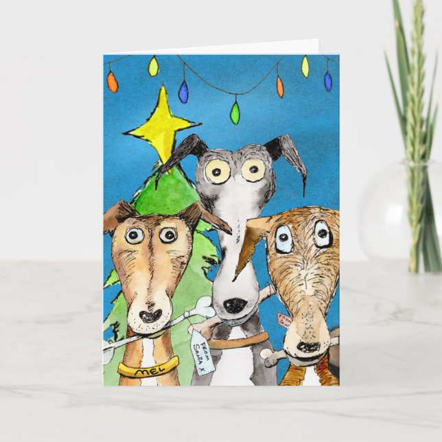 Cartão De Festividades Greyhound Christmas card (a519) (Frente)