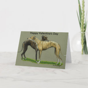 Cartão De Festividades "Greyhound Hug" Happy Valentine's Day Card