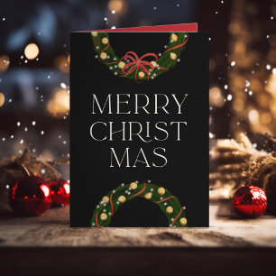 Cartão De Festividades Grinalda Brilhante Feliz Natal
