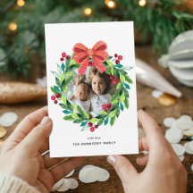 Grinalda de Azevinho e Frutas em Aquarela