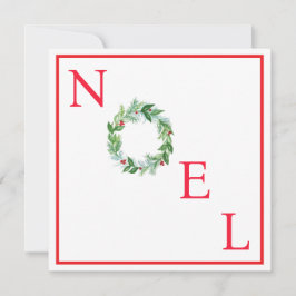 Cartão De Festividades Grinalda de Férias em Aquarela Pintada à Mão NOEL