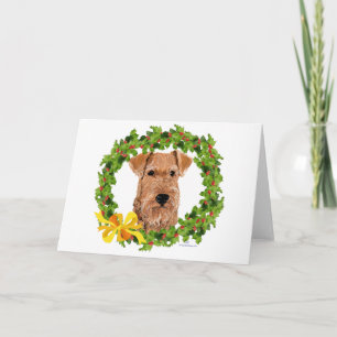 Cartão De Festividades Grinalda de Holly do Terrier Irlandês