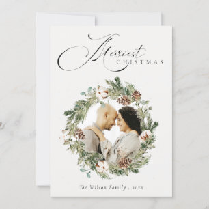 Cartão De Festividades Grinalda de Natal de pinheiro de algodão rústico f