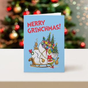 Cartão De Festividades Grinch Clássico Grinch & Max com Trenó
