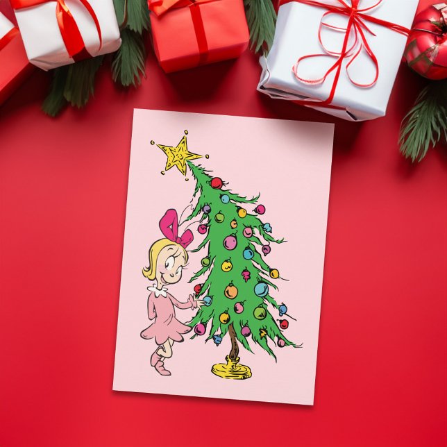 Cartão De Festividades Grinch | Eu Fui Quem Foi Cindy Lou Quem Fez Boas A (Card on table)