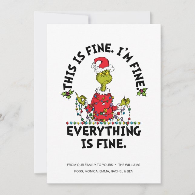 Cartão De Festividades Grinch | Everything is Fine (Frente)