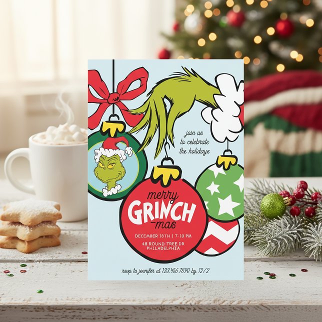 Cartão De Festividades Grinch Ornament Christmas Party (Criador carregado)