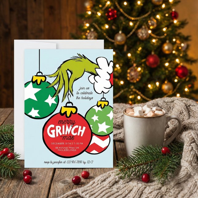 Cartão De Festividades Grinch Ornament Christmas Party (Criador carregado)