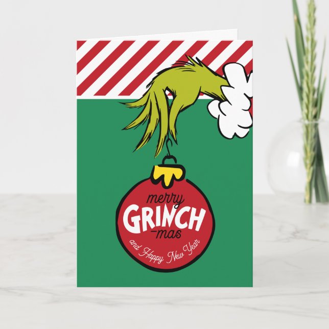Cartão De Festividades Grinch | Personalized Ornament Holiday (Frente)