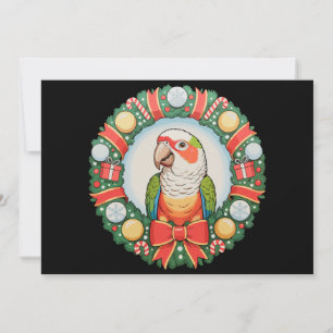 Cartão De Festividades Gringo de Natal Papagaio Conura de Bochecha Verde