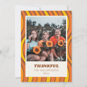 Cartão De Festividades Groovy 70s Autumn Orange Brown Foto personalizada