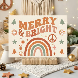 Cartão De Festividades Groovy Boho Alegre e Brilhante Natal