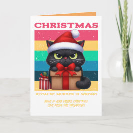 Cartão De Festividades Groovy Claus Gato Divertido Foto de Natal Retro