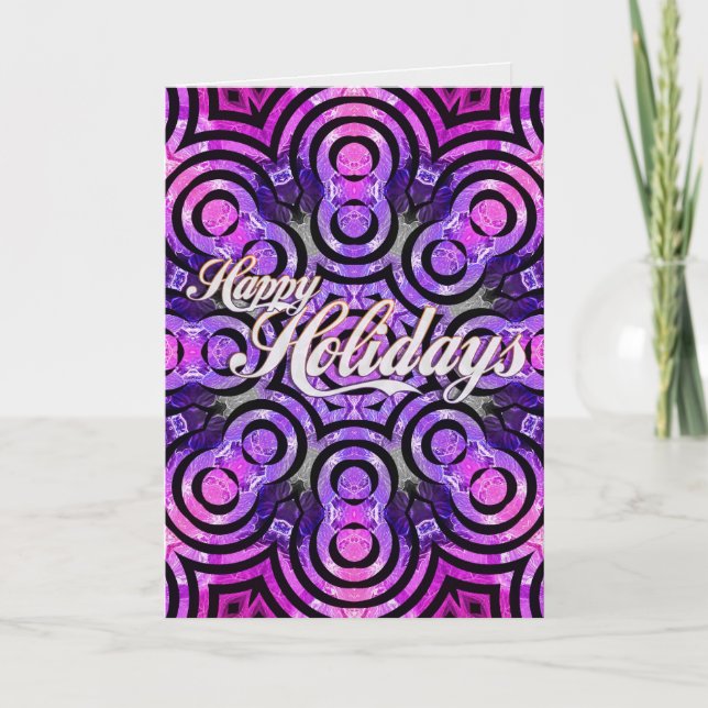 Cartão De Festividades Groovy Happy Holidays Card (Frente)