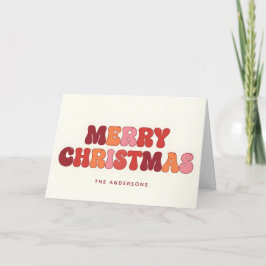 Cartão De Festividades Groovy Script Retro Feliz Natal