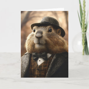 Cartão De Festividades Groundhof Funny Gentleman