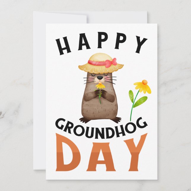 Cartão De Festividades Groundhog (Frente)
