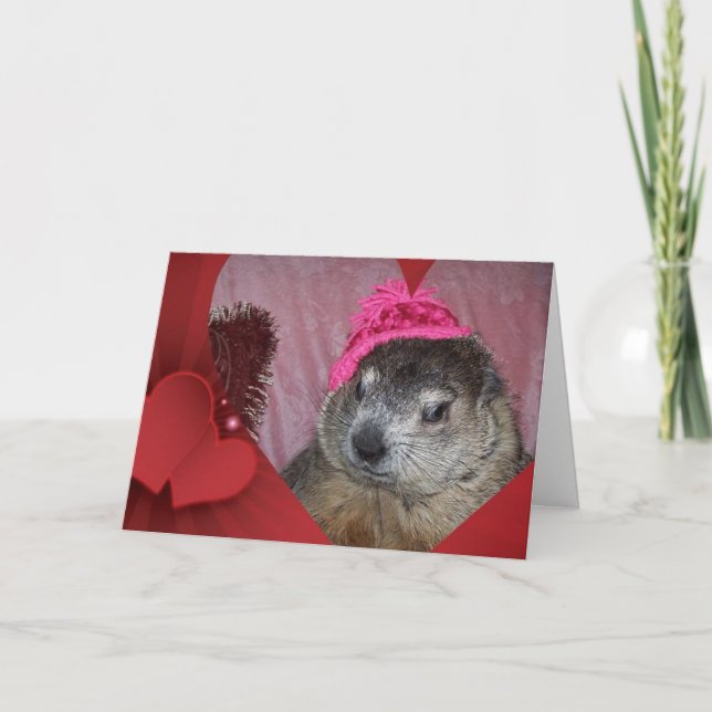 Cartão De Festividades Groundhog, Clara Valentine's Day Card (Frente)