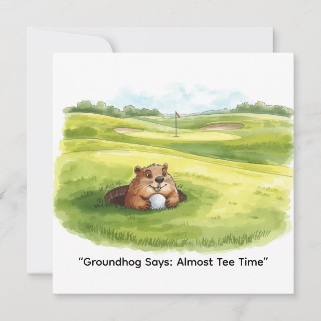 Cartão De Festividades Groundhog Day Golfer Winter Golf Holiday (Frente)