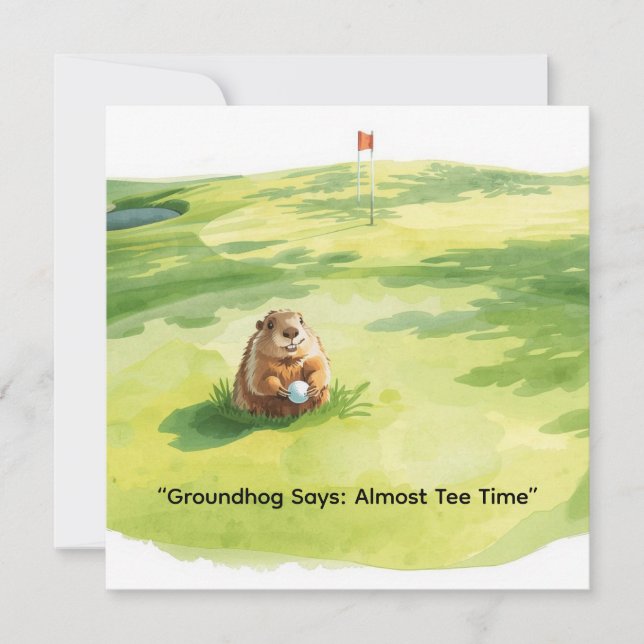 Cartão De Festividades Groundhog Day Golfer Winter Golf Holiday (Frente)