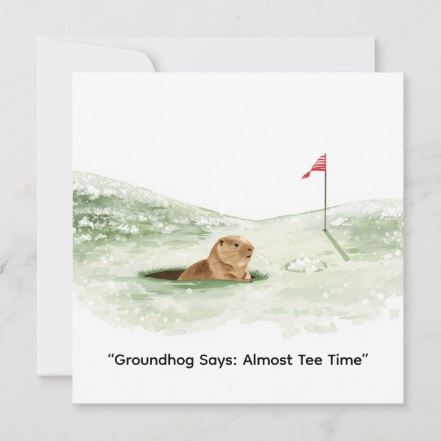 Cartão De Festividades Groundhog Day Golfer Winter Golf Holiday (Frente)