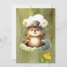 Cartão De Festividades Groundhog day watercolor