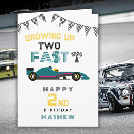 Cartão De Festividades Growing Up Two Fast Race Car 2nd Birthday Card