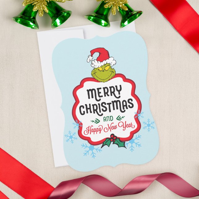 Cartão De Festividades Grpolegadas clássico | Feliz Natal e Feliz Ano Nov (Card on table)