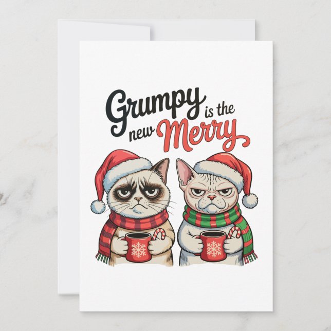 Cartão De Festividades Grumpy É O Novo Sobrinho De Gato De Natal Feliz. (Frente)