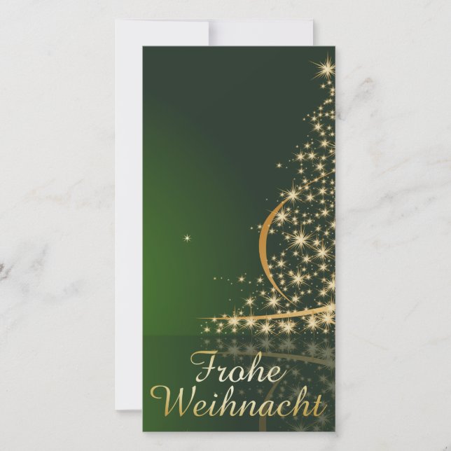 Cartão De Festividades Grünes Weihnachtsmočimit goldenem Weihnachtsbaum (Frente)