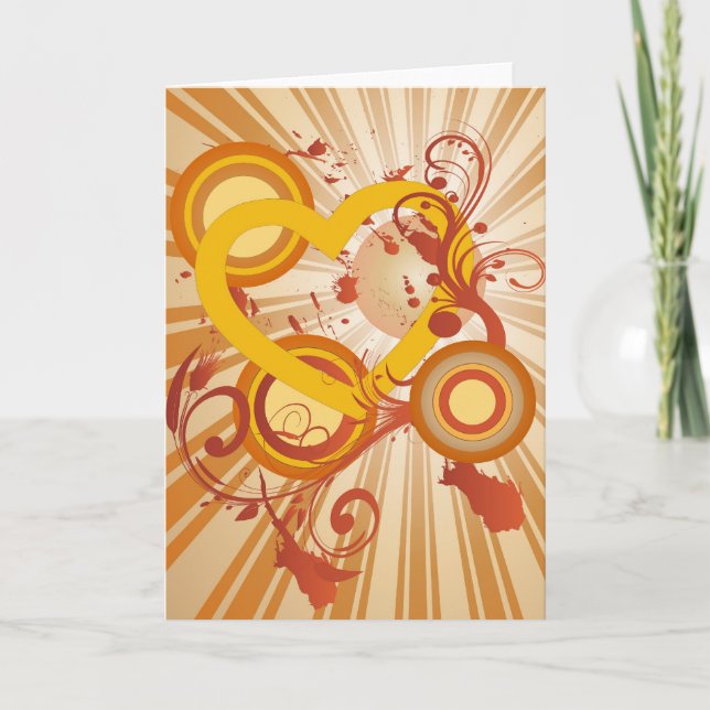 Cartão De Festividades Grunge do Coração do Namorados Retroativo (Frente)