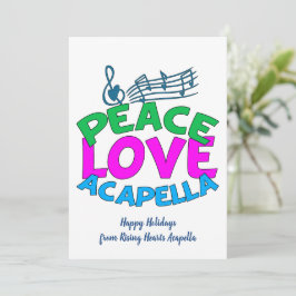 Cartão De Festividades Grupo de Acapella Peace Love Customizável Fofo