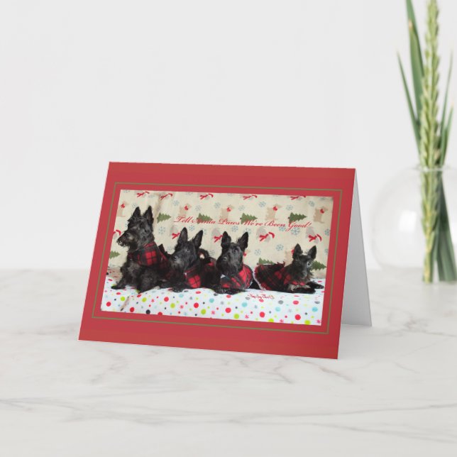 Cartão De Festividades Grupo do Natal do Scottie (Frente)