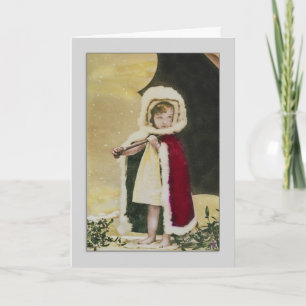 Cartão De Festividades Guarda-chuva Feliz Natal Vintage