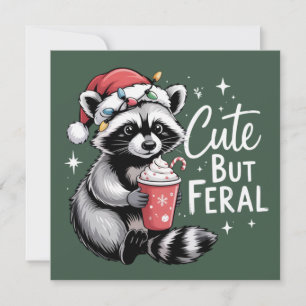 Cartão De Festividades Guaxinim De Natal Fofo Mas Feroz Animal Engraçado