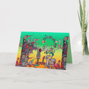 CARTÃO DE FESTIVIDADES GUERRA BESTIÁRIA MEDIEVAL, NOITES, ESQUEMAS GIGANT