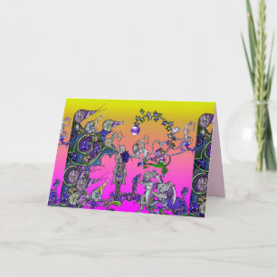 CARTÃO DE FESTIVIDADES GUERRA BESTIÁRIA MEDIEVAL, NOITES,ESQUEMAS GIGANTE