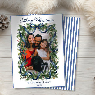 Cartão De Festividades Guirlanda de Arraia de Abeto Azul Foto de Natal
