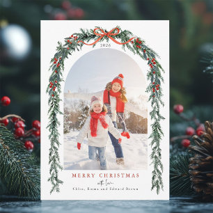 Cartão De Festividades Guirlanda de azevinho e sempre-verde Arco de Natal